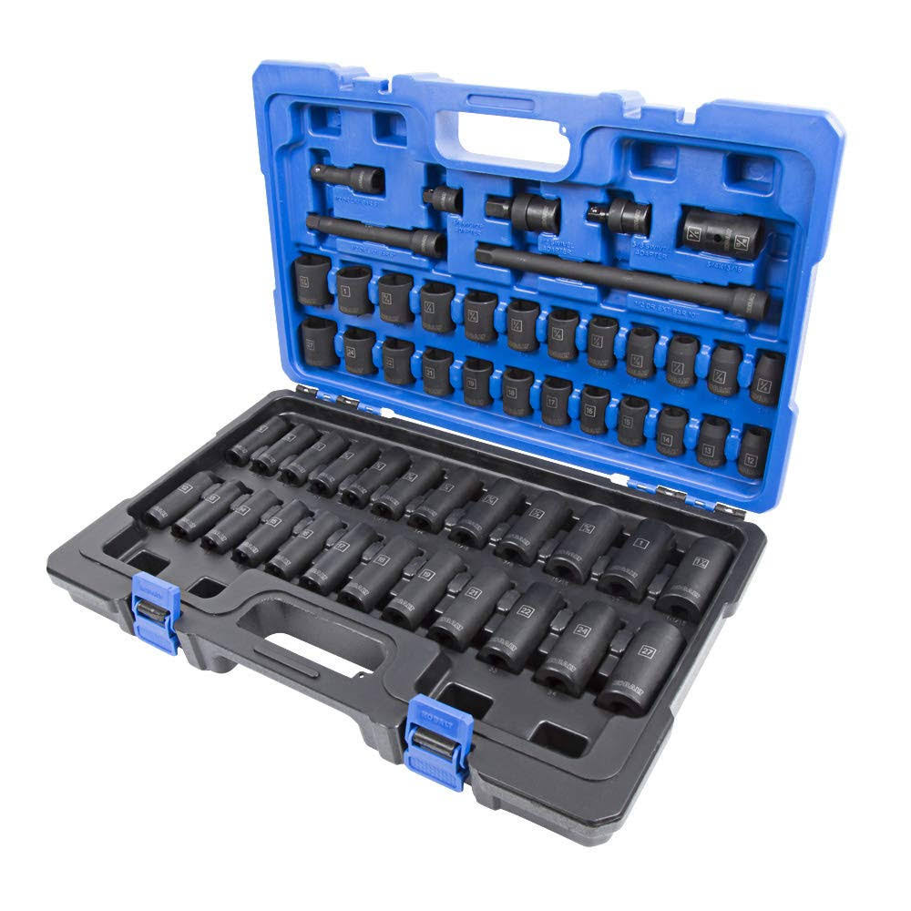Kobalt 55-Piece Standard (SAE) and Metric Combination 1/2-in Drive Set 6-Point Impact Socket Set