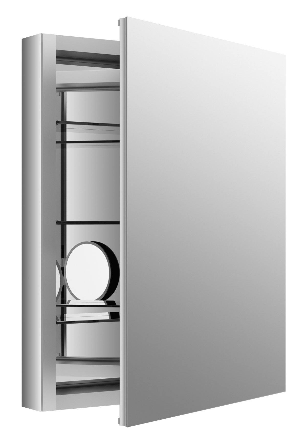 Kohler 99007-SCF-NA Verdera Aluminum Medicine Cabinet with Adjustable Flip-out Flat Mirror, 24x22 W x 30x22 H