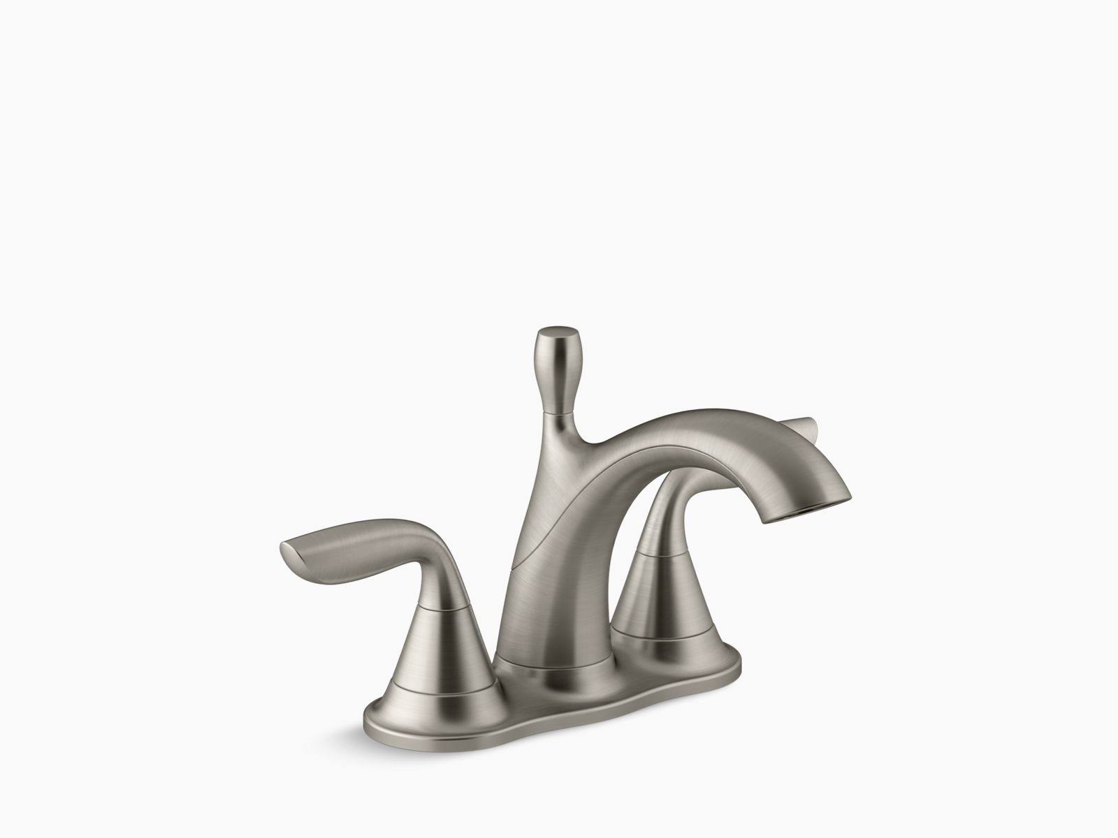 Kohler Williamette 4 in. Centerset 2-Handle 1.2 GPM Bathroom Faucet with Pop-Up Drain in Vibrant Brushed Nickel