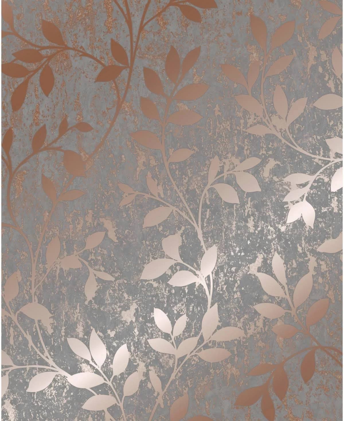 Graham u0026 Brown Milan Trail Wallpaper - Grey/Rose Gold