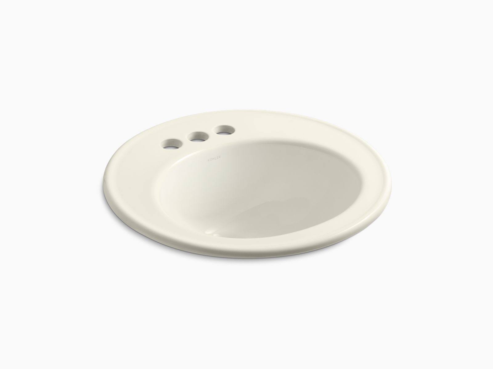 Kohler K-2202-4-96 Brookline 19x22 Drop in Bathroom Sink - Biscuit