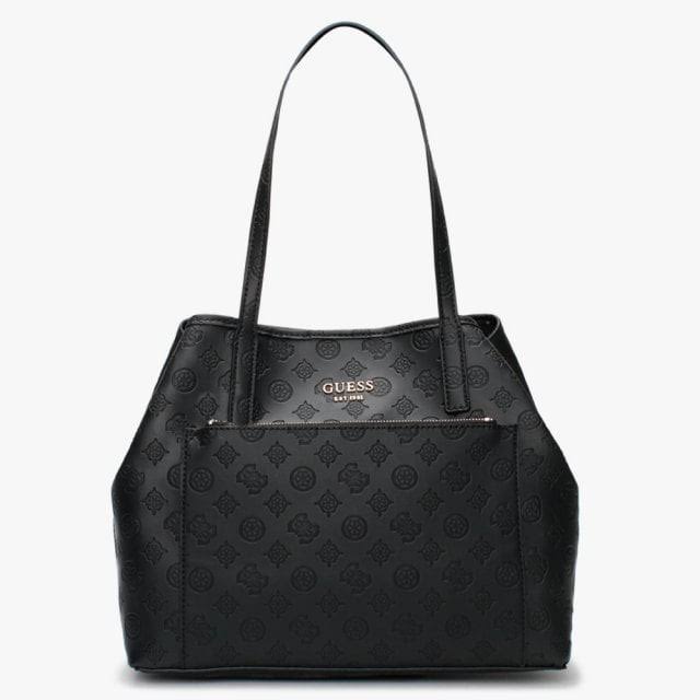 Guess Vikky Roo II Signature Logo Black Tote Bag Accessories: One-Size