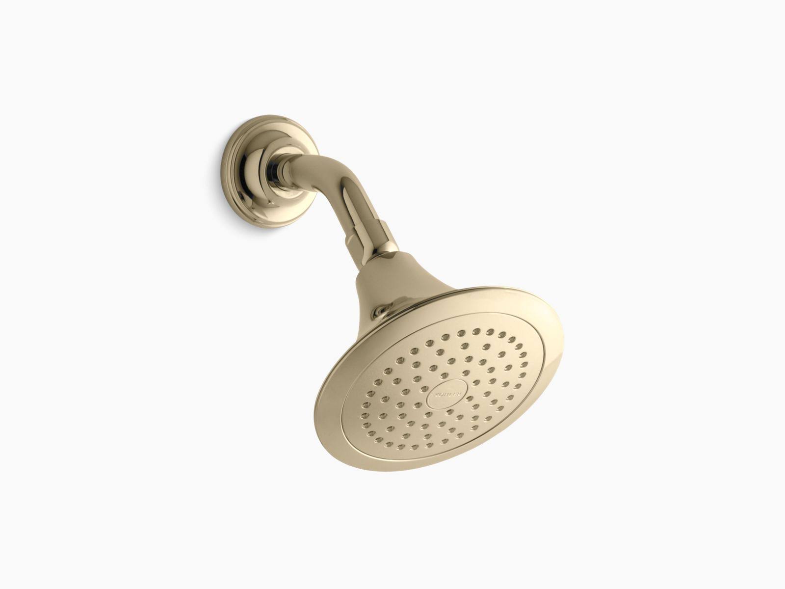 Kohler Forte 2.5 GPM Single-Function Showerhead with Katalyst air-induction Technology Vibrant French Gold 10282-AK