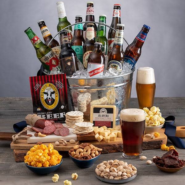 Around The World Beer Bucket - 12 Beers by Gourmet Gift Baskets - Beer Gift Baskets - Gift Baskets Delivered - Gift Baskets