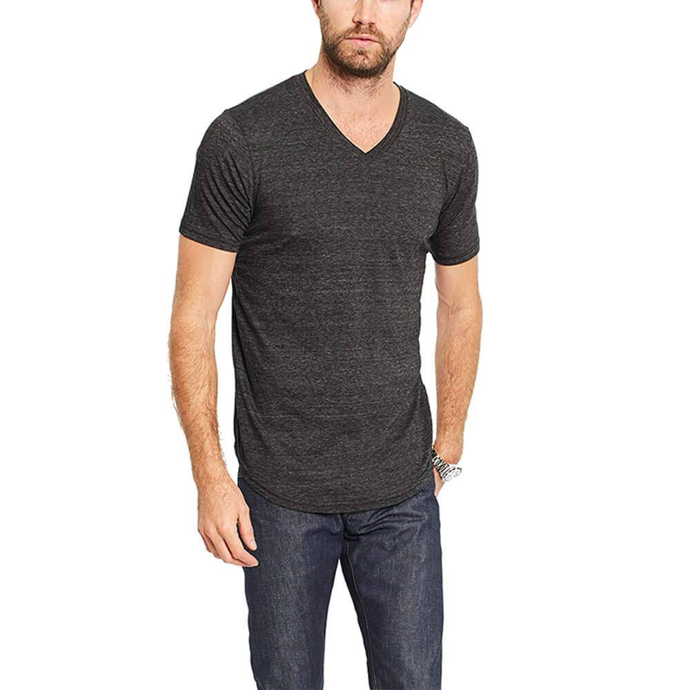 Goodlife Men&s Sun-Faded Slub Scallop V-Neck T-Shirt | Black
