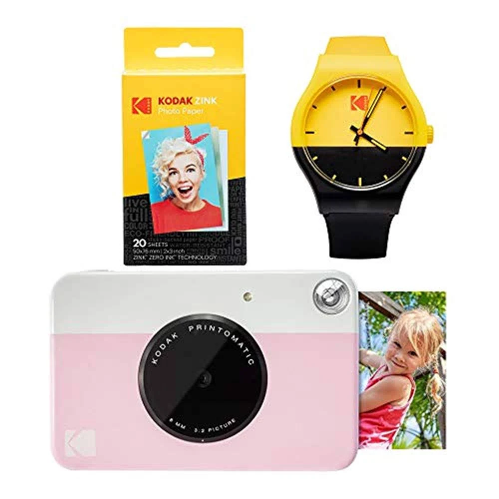 Kodak Printomatic Instant Print Camera (Pink) Watch Bundle