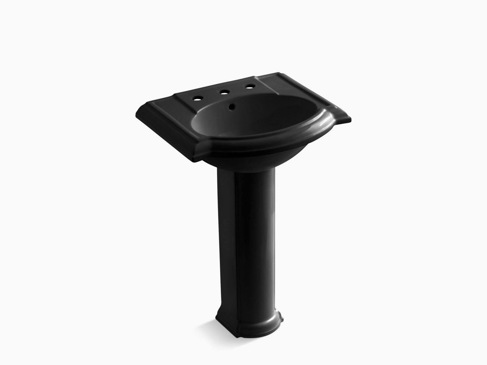 Kohler K-2286-8-7 Devonshire 24x22 Pedestal Bathroom Sink - Black Black