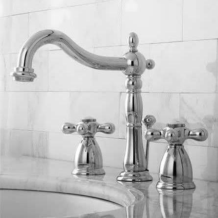 Kingston Brass Victorian Chrome Widespread Bathroom Faucet Solid Cross