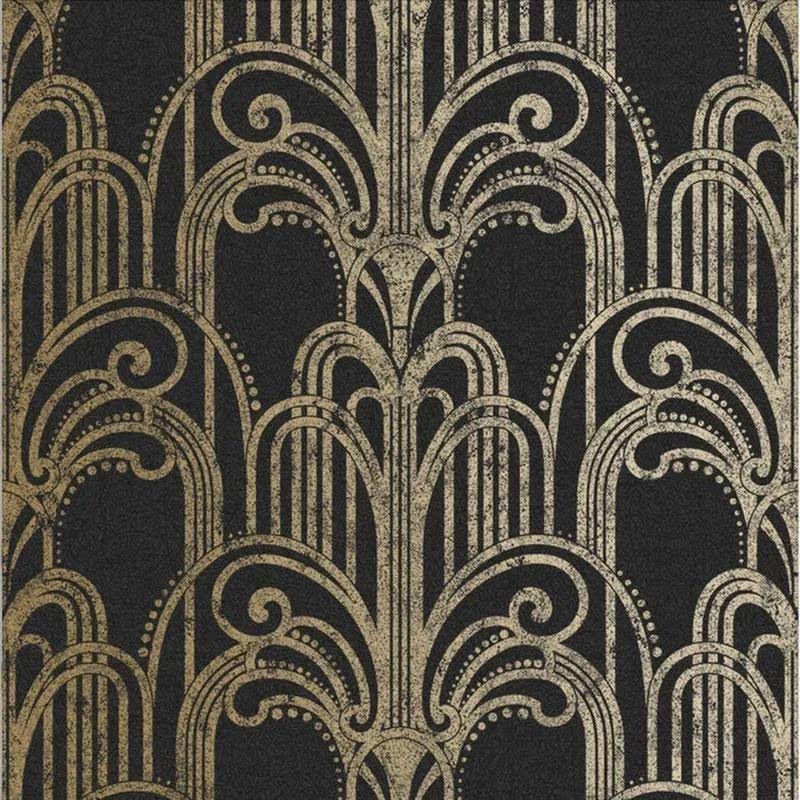 Graham u0026 Brown Art Deco Black and Gold Wallpaper