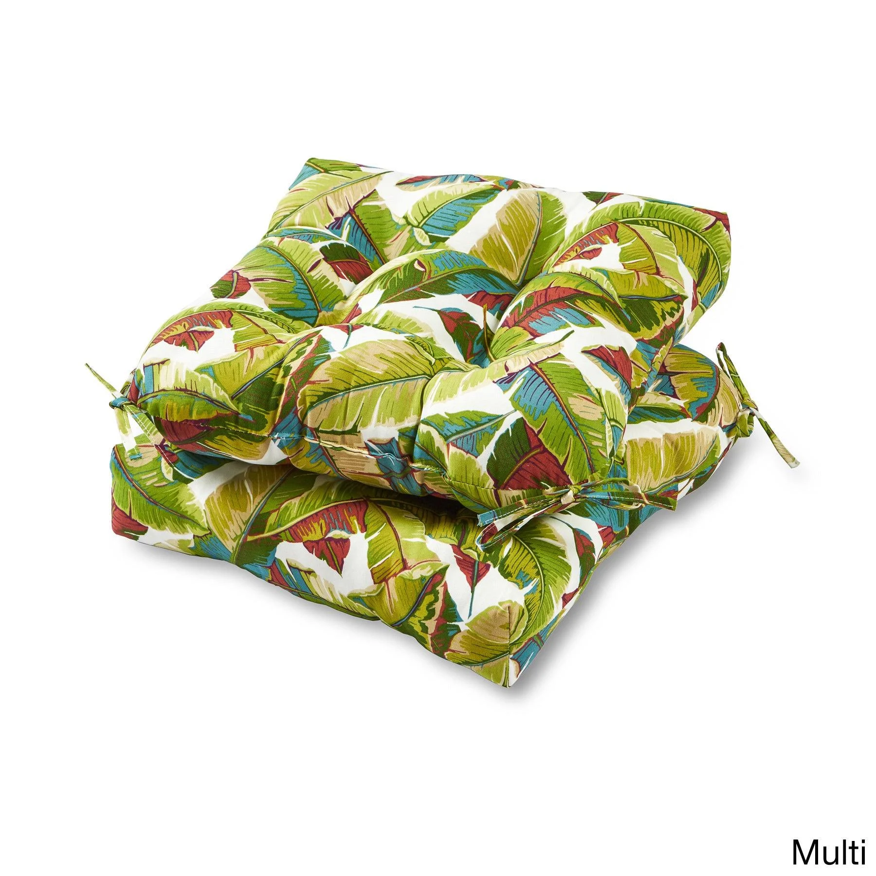 Greendale Home Fashions 20x22 Outdoor Chair Cushion (Set of 2), Palm Leaves Multi