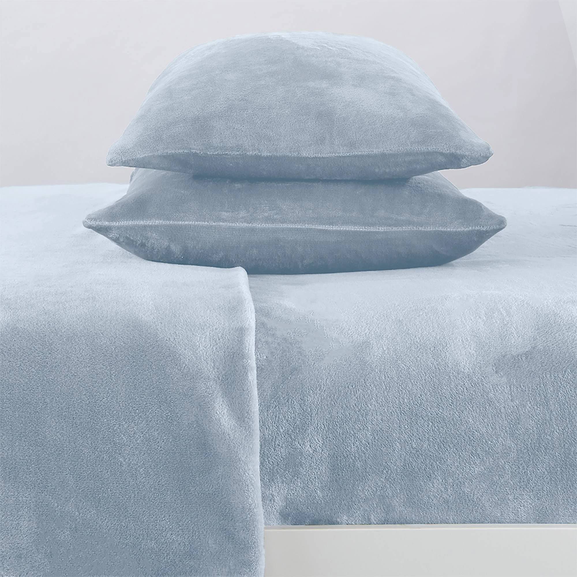 Great Bay Home Extra Soft Cozy Velvet Plush Solid Bed Sheet Set (Twin XL - Pearl Blue)