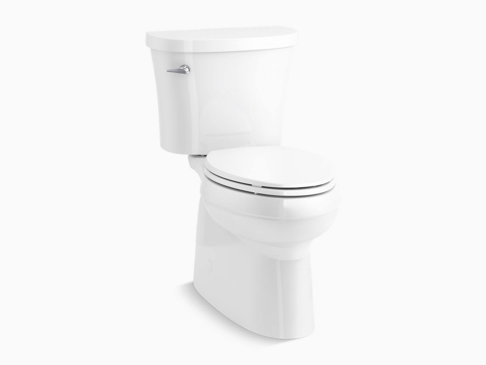 Kohler Gleam 2-Piece Chair Height Elongated Skirted 1.28 GPF Single Flush Toilet in White with Slow Close Seat 31674-0