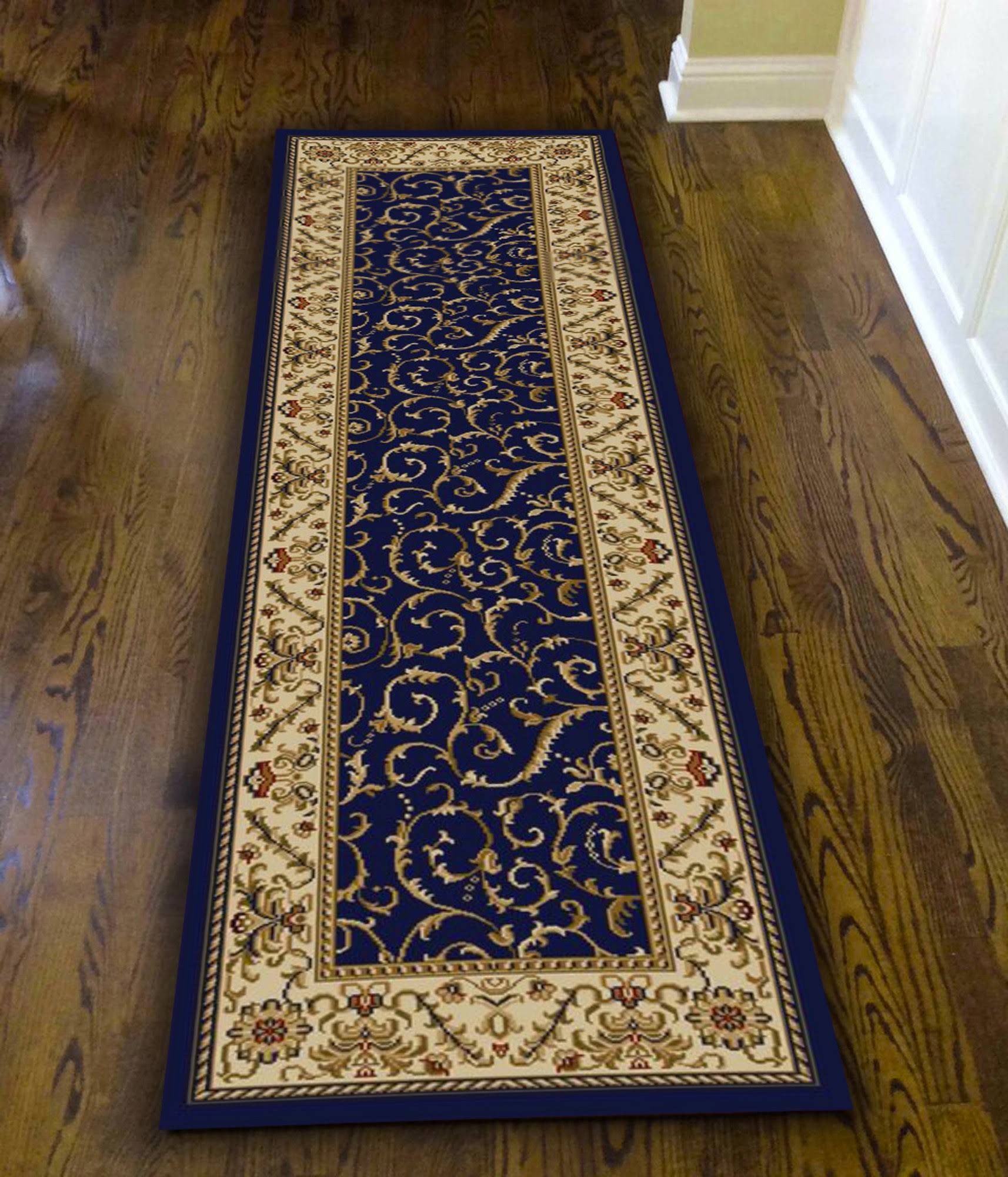 Origins 2&2x22 x 6&0x22 Navy Cagliari Scroll Runner Area Rug