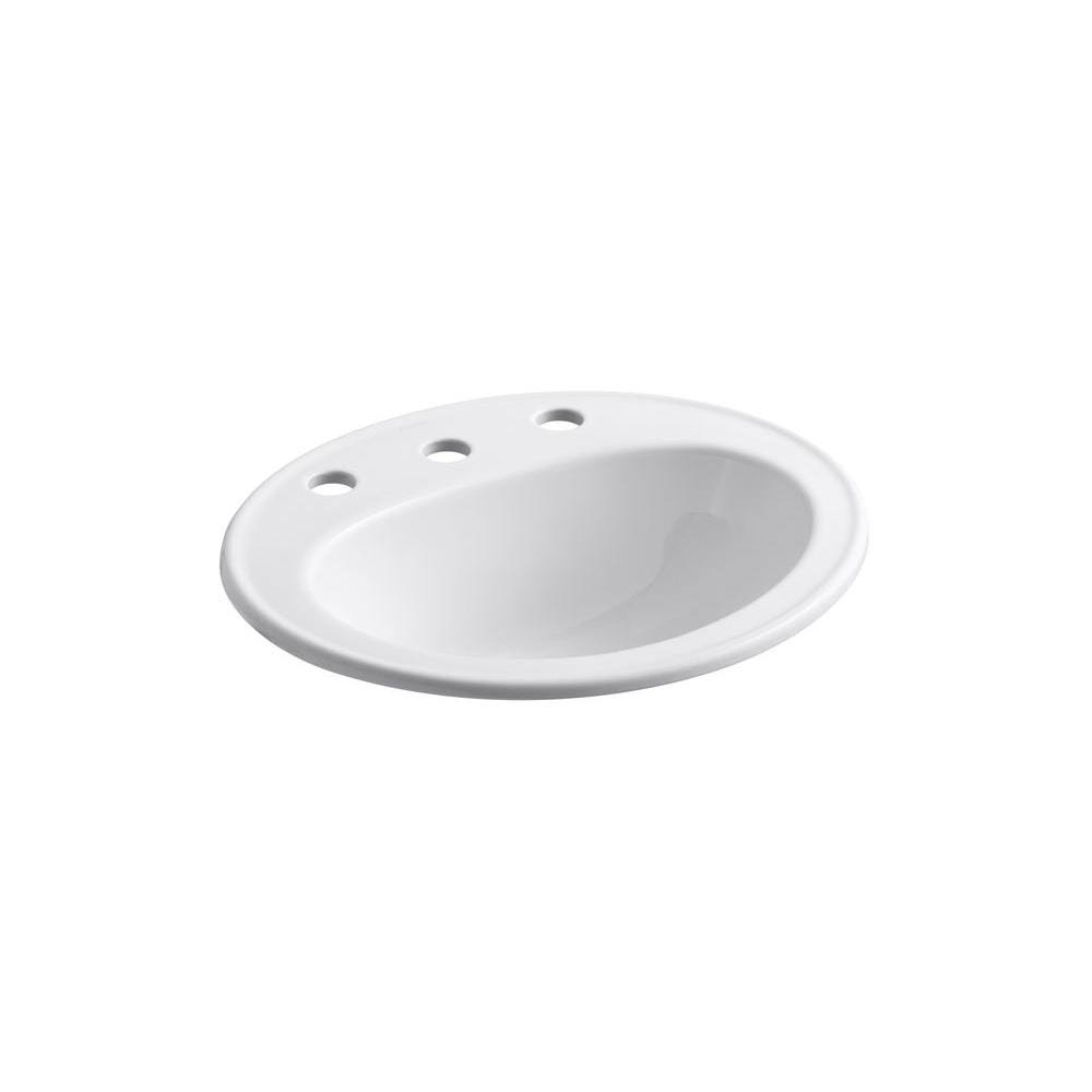 Kohler K-2196-8BA-0 Pennington Self-Rimming Bathroom Sink in White