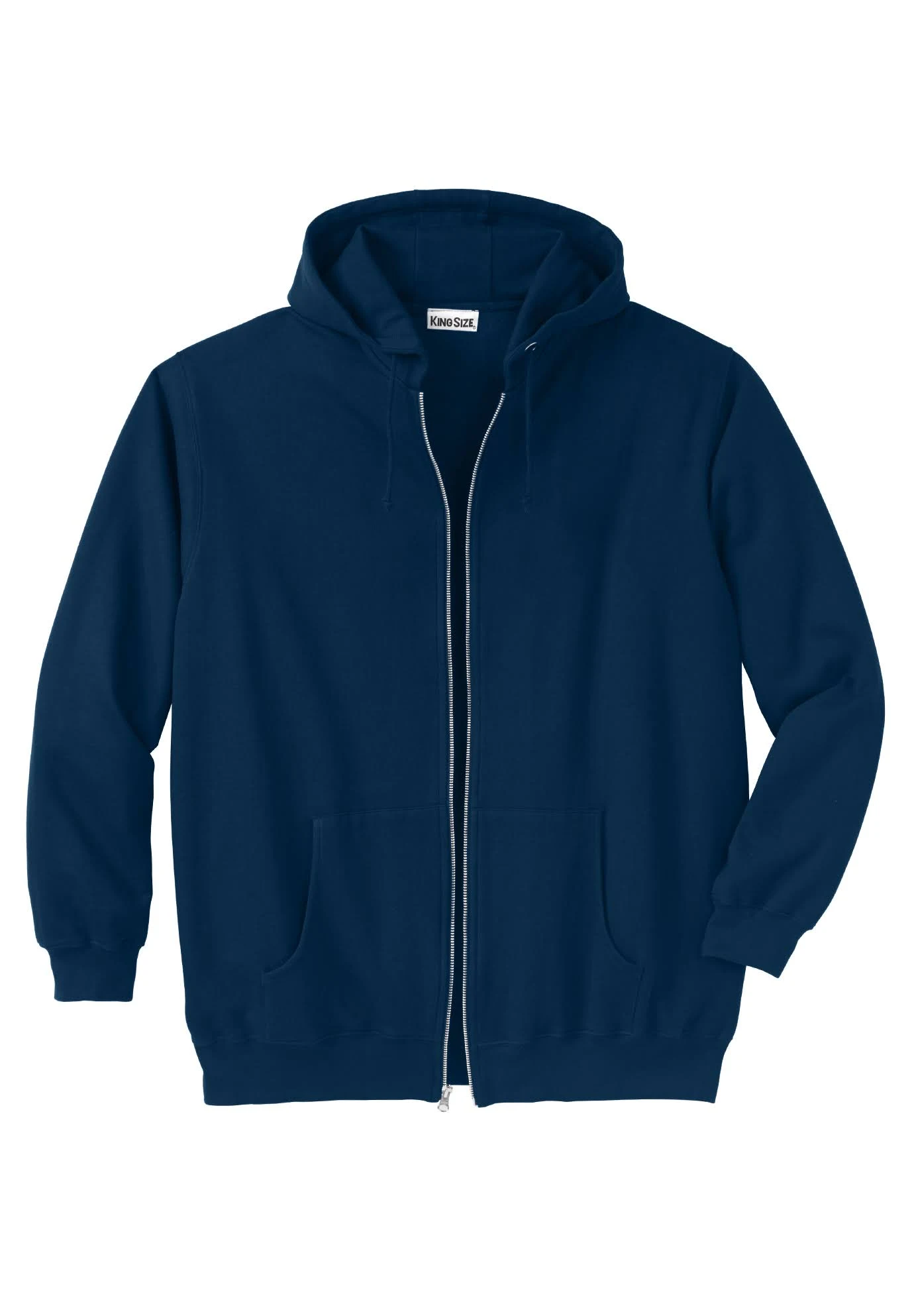 Men&s Big u0026 Tall Fleece Zip-Front Hoodie by KingSize in Navy (Size 5XL)
