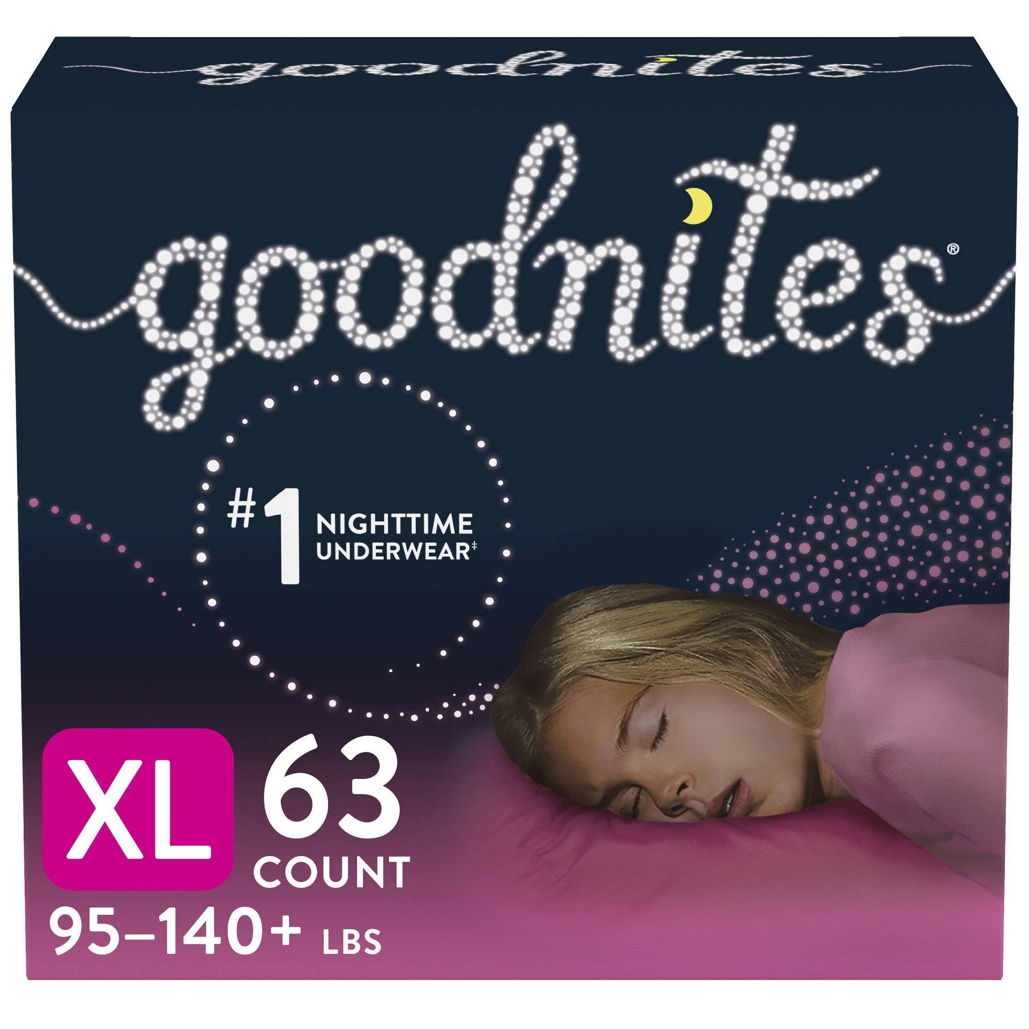 GoodNites Girls& Nighttime Bedwetting Underwear Huge Size - XL - 63ct