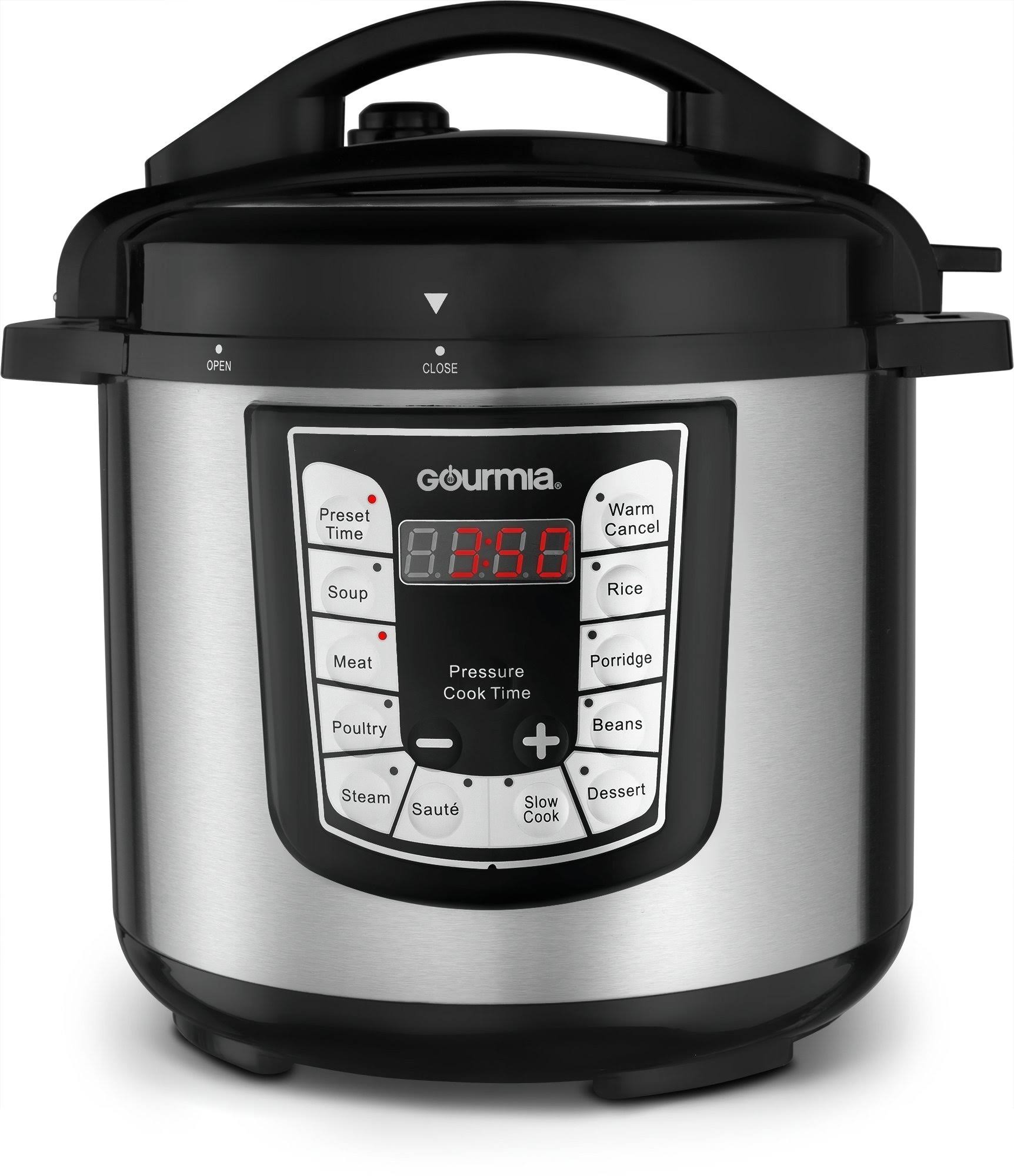 Gourmia Smartpot Steel Pressure Cooker - 6 qt - Stainless Steel/Black