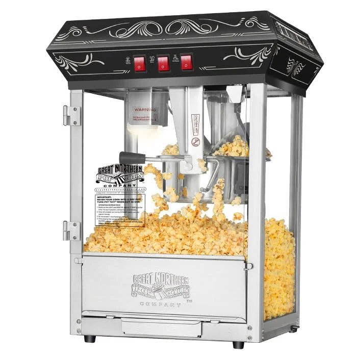 Great Northern Popcorn Black Good Time Popcorn Popper Machine, 8 Ounce