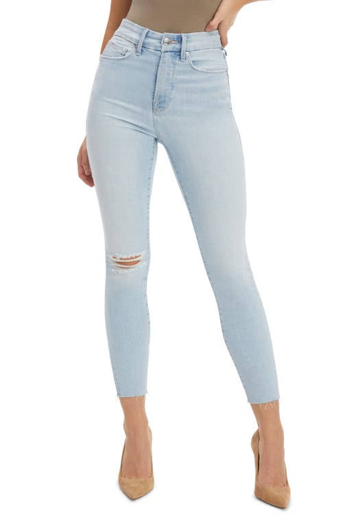 Good American Good Waist Crop Raw Edge Jeans