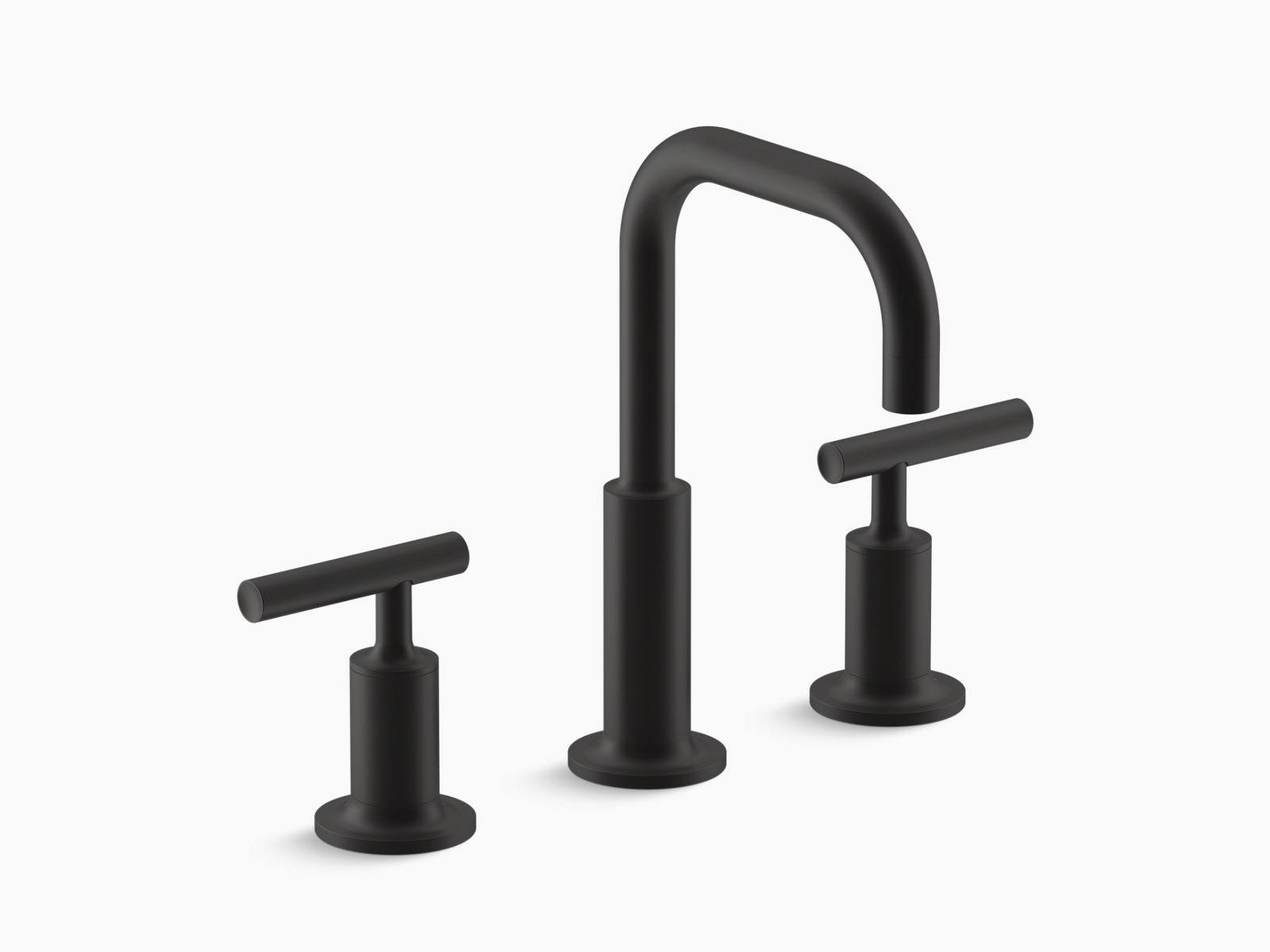 Kohler Purist 2-Handle Widespread Watersense Bathroom Sink Faucet with Metal Drain, Matte Black