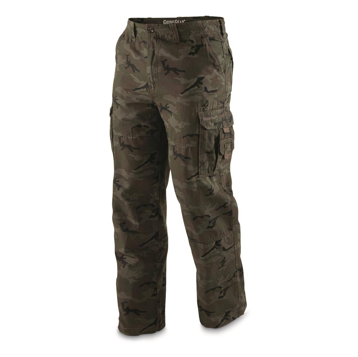 Guide Gear Men&s Outdoor Cargo Pants, Size: W34 L32, Woodland Camo