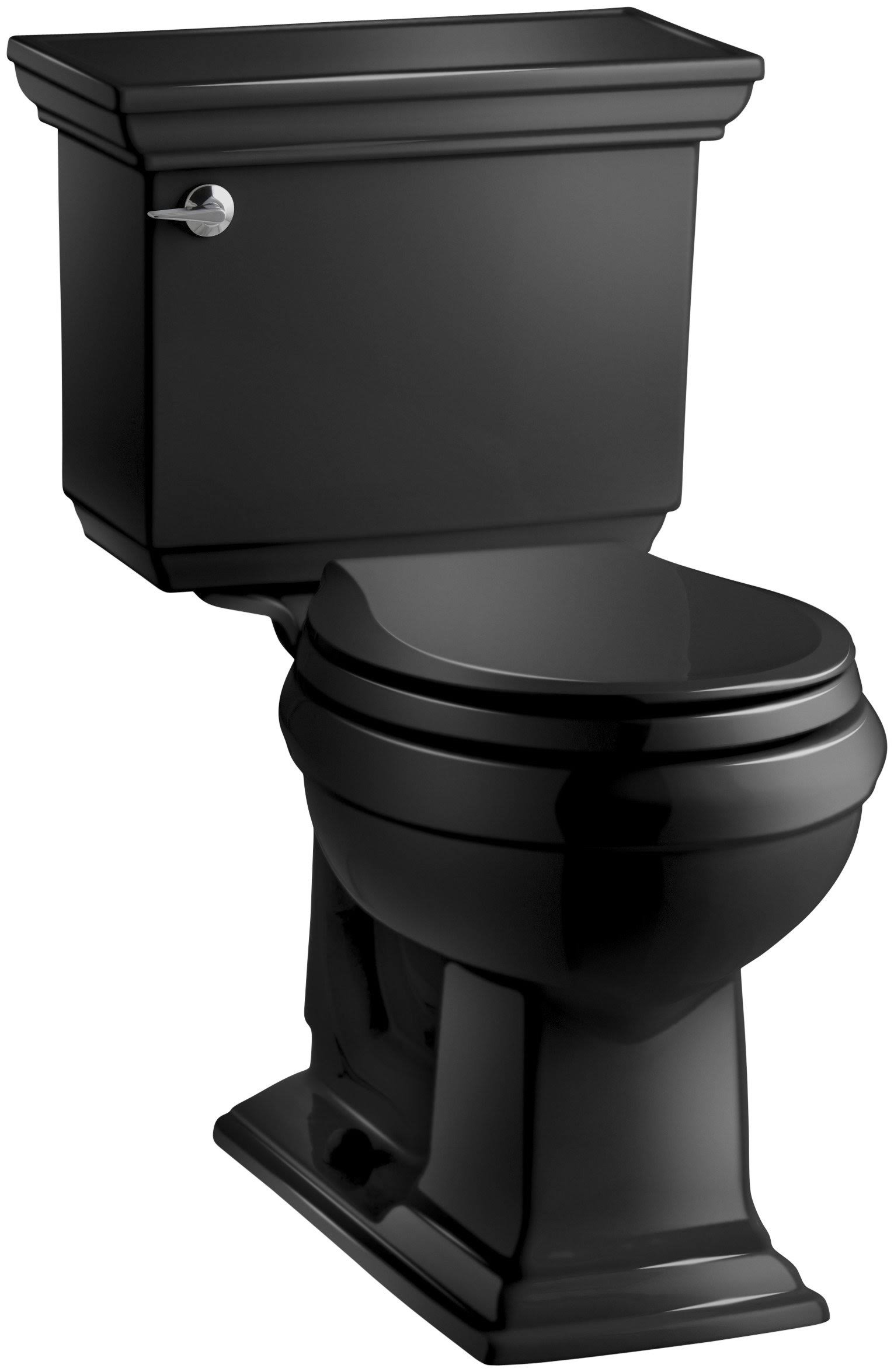 Kohler K-3933-7 Memoirs Impressions Stately Comfort Height 1.28 GPF Round Two-Piece Toilet Finish: Black Black