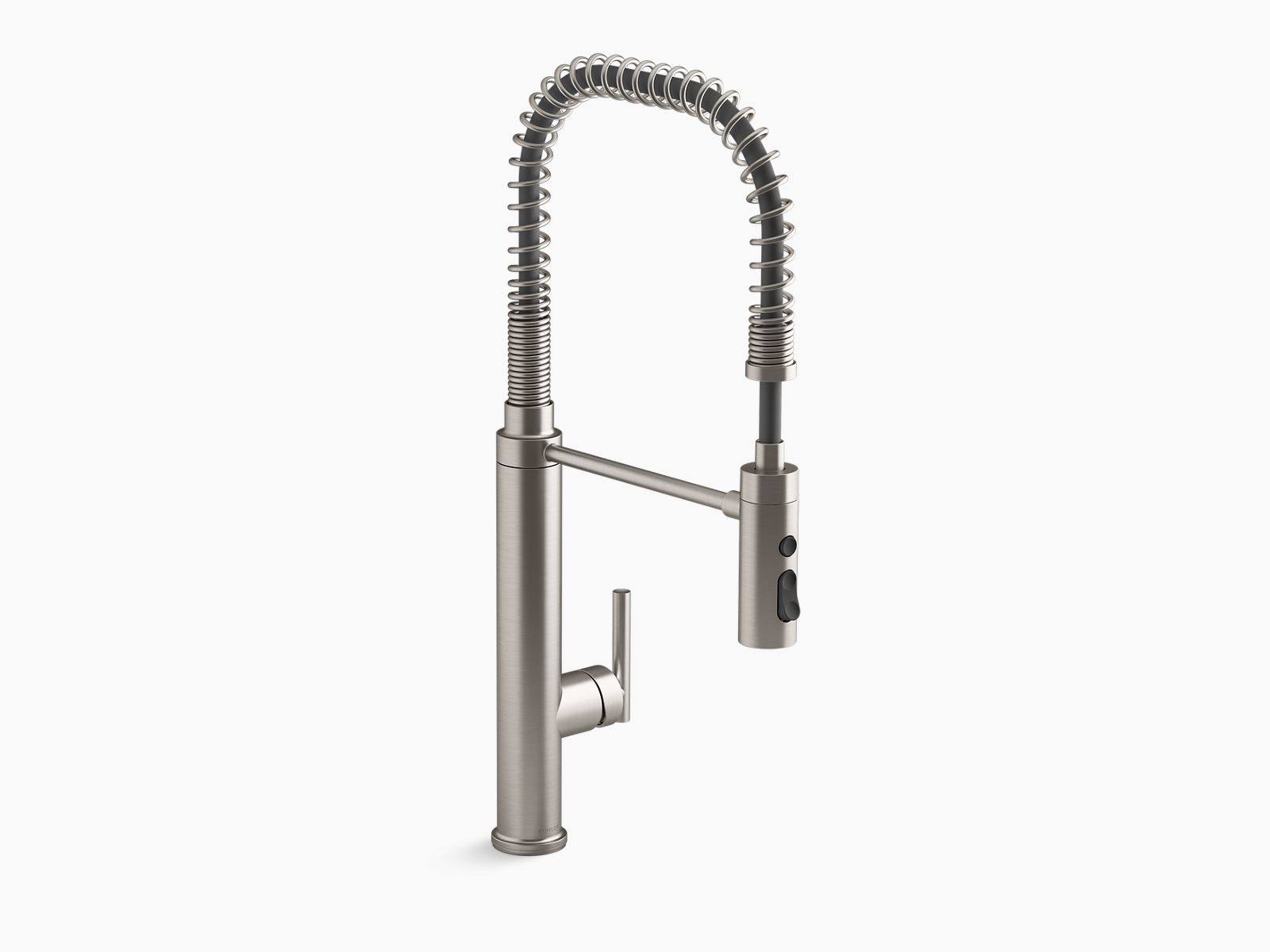 Kohler K-24982 Purist 1.5 GPM Single Hole Pre-Rinse Kitchen Faucet with Sweep SP Vibrant Stainless