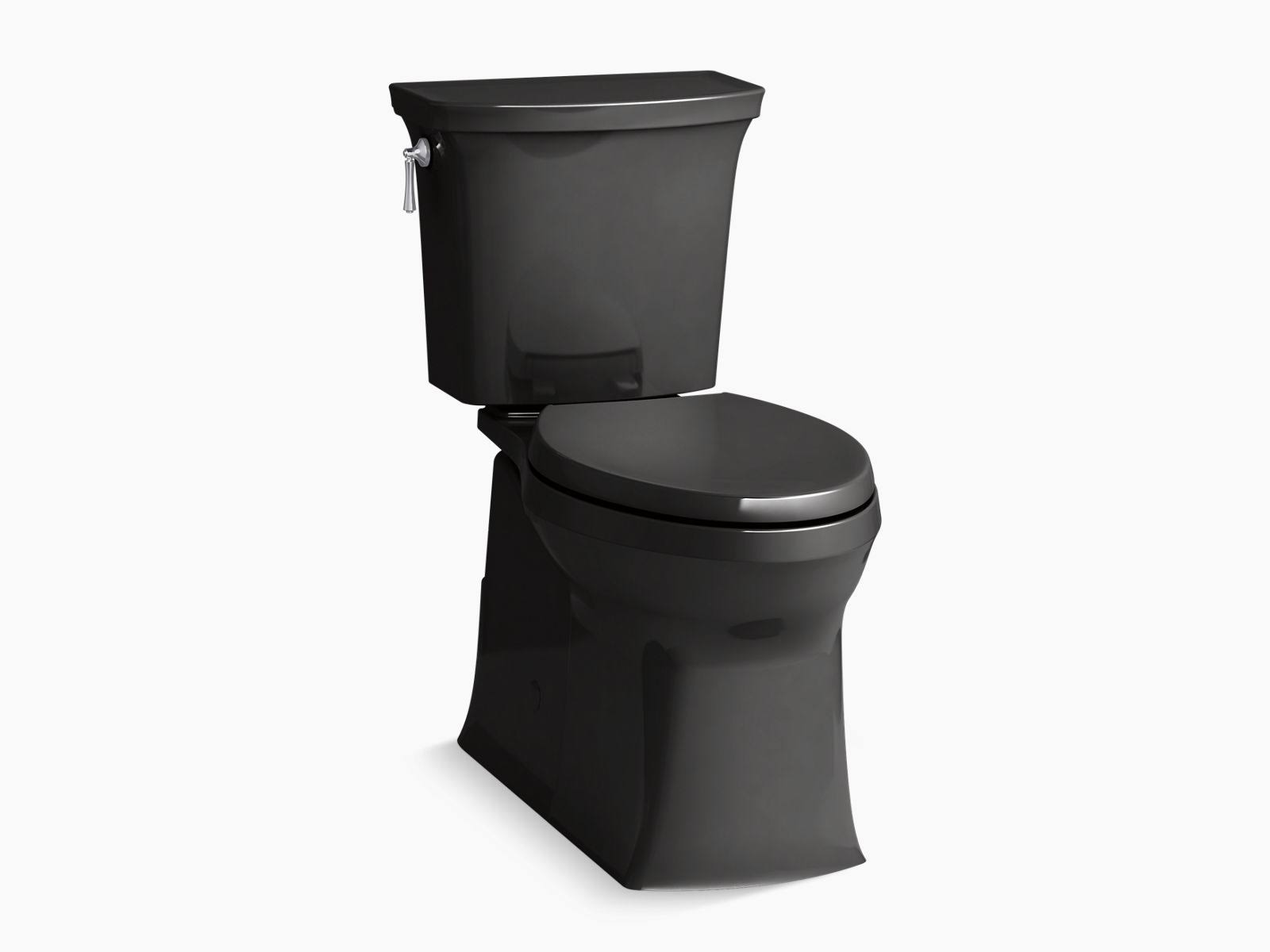 Kohler K-5709 Corbelle 1.28 GPF Two-Piece Elongated Chair Height Toilet with Rev Black Black