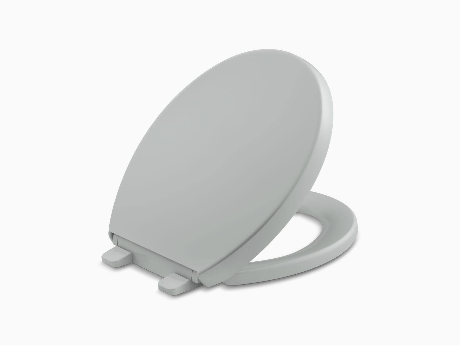 Kohler K-4009-95 Reveal Quiet-Close Round-Front Toilet Seat with Grip-Tight Bumpers Ice Grey