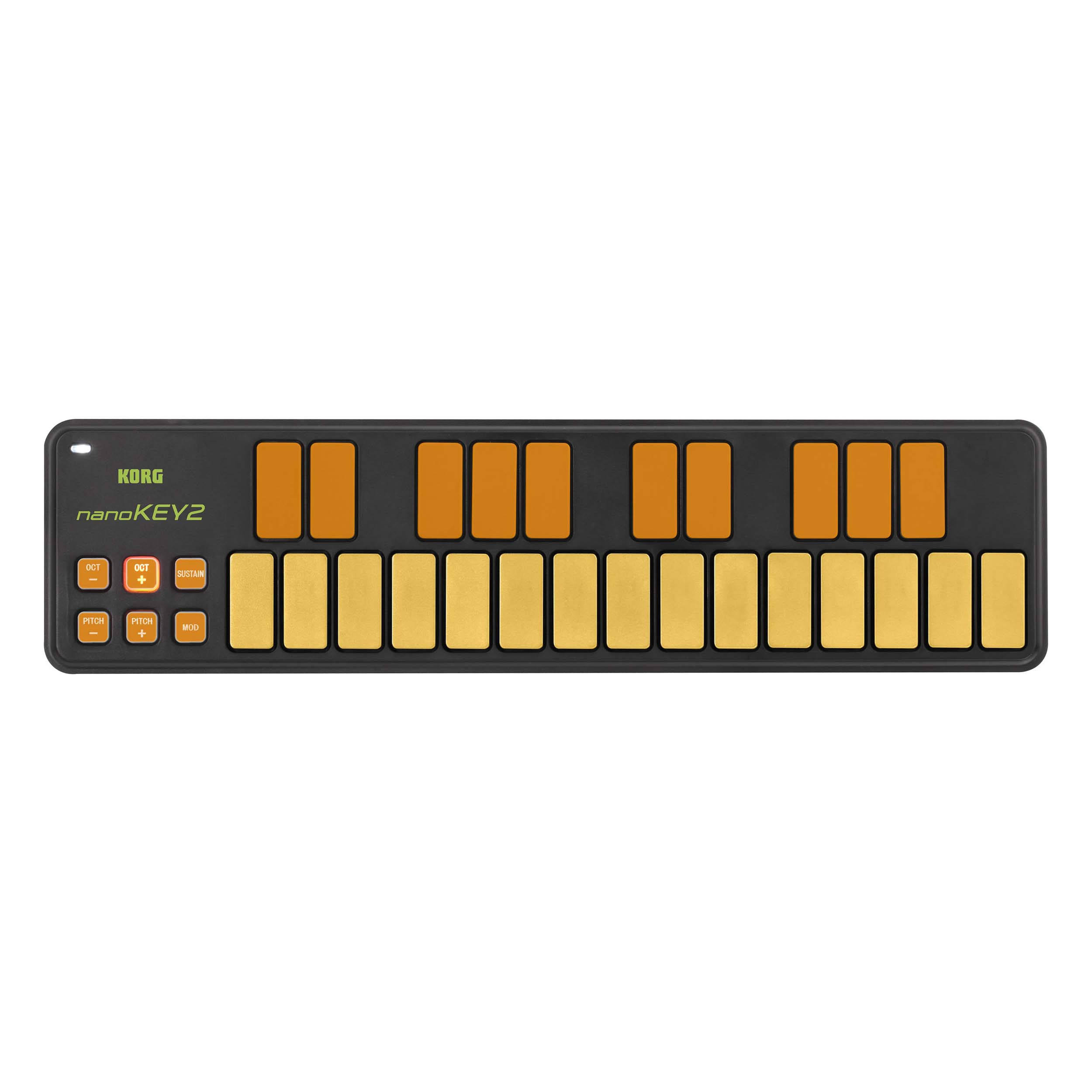 Korg nanoKEY2 Slim-Line USB Midi Controller, Orange/Green NANOKEY2ORGR