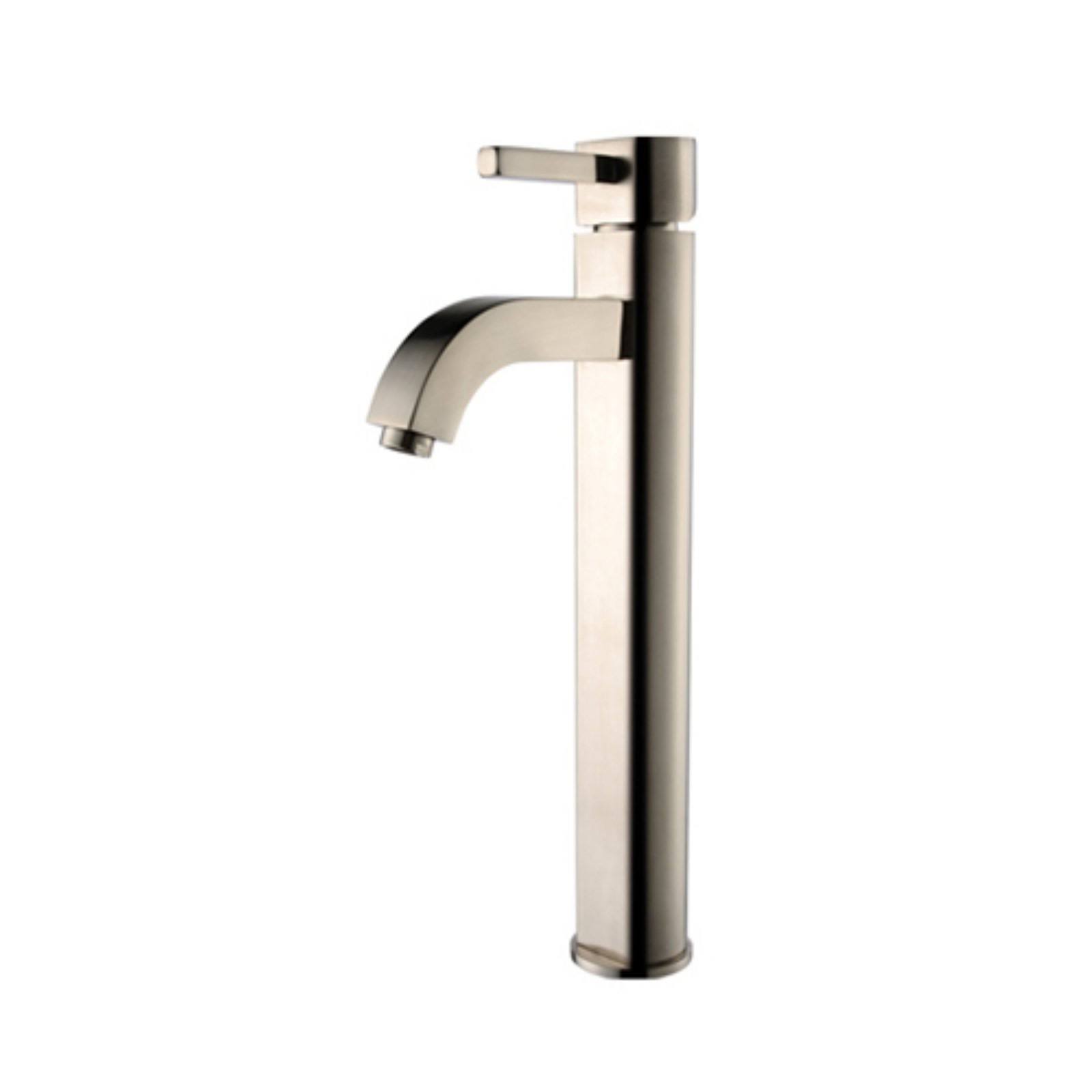 Kraus Ramus Single Lever Vessel Bathroom Faucet with Matching Pop Up Drain - Satin Nickel FVS-1007