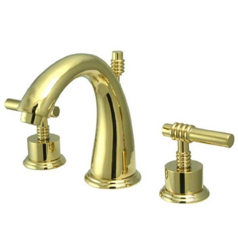 Kingston Brass KS2962ML Milano Widespread Lavatory Faucet with Metal Lever Brass
