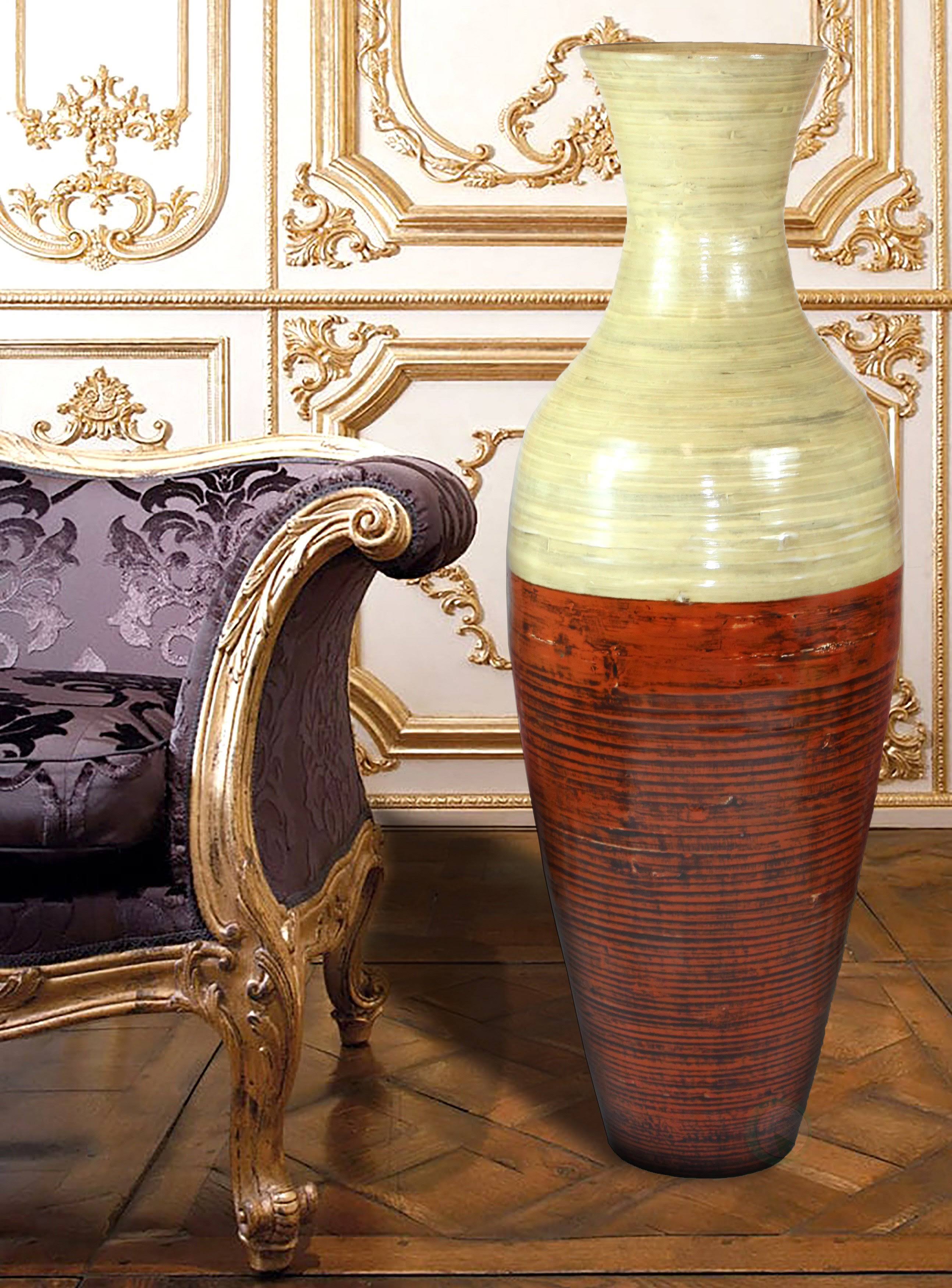 Uniquewise 43 in. Tall Bamboo Floor Vase, Red and Natural