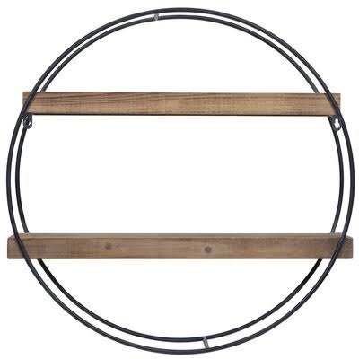 Gracie Oaks Maisha Round Metal and Wood Wall Shelf