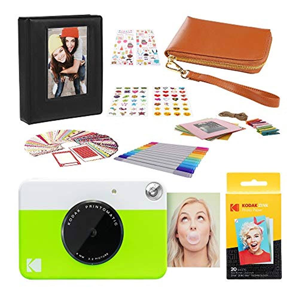 Kodak Printomatic Instant Print Camera (Green) 2x3 Photo Album Kit