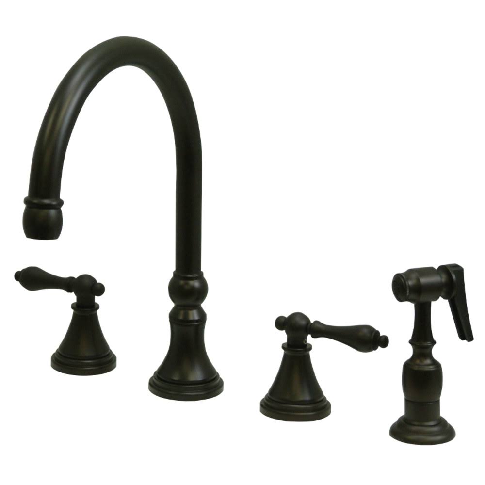 Kingston Brass GOVERNOR 8x22 Deck Mount Kitchen Faucet with Brass Sprayer - Oil Rubbed Bronze