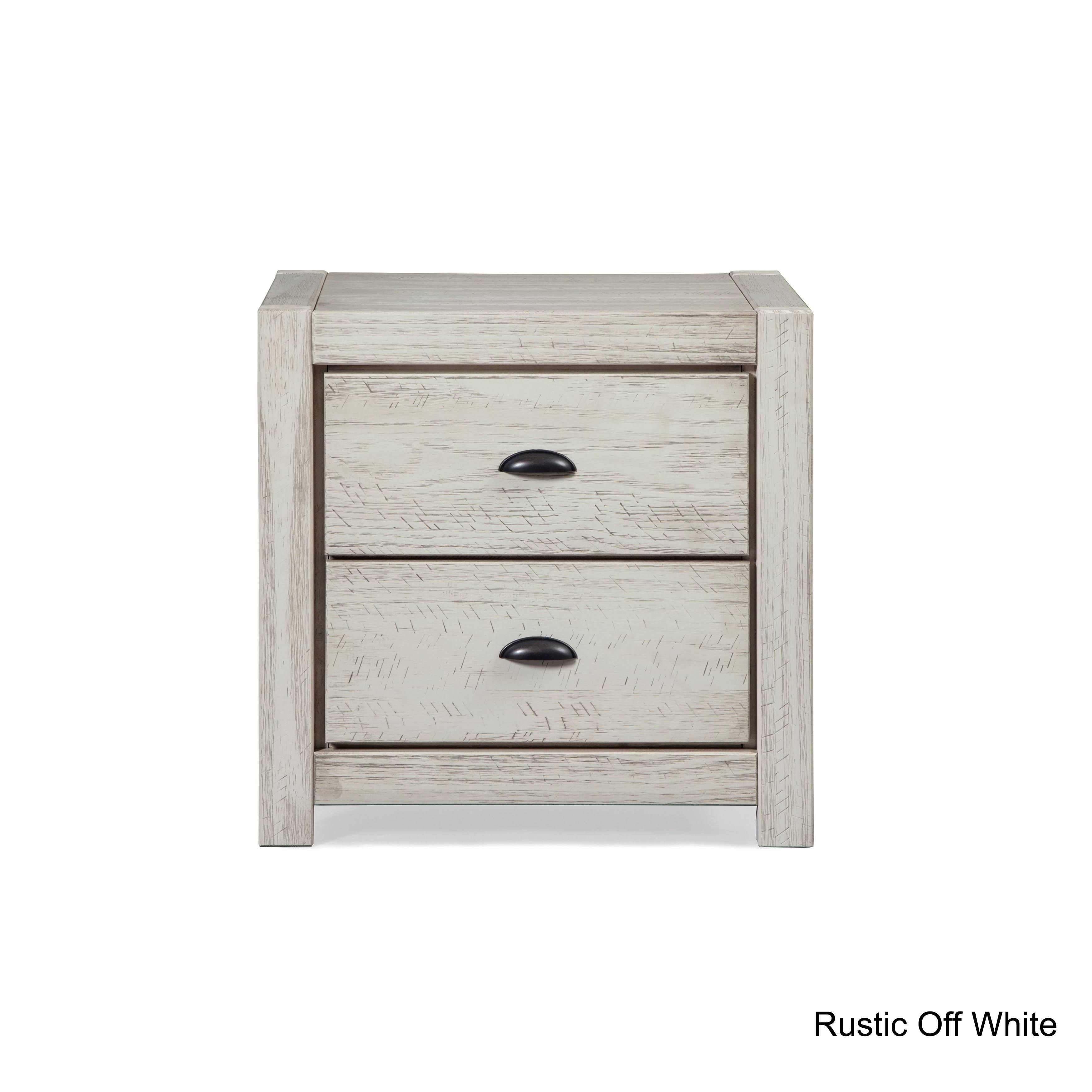 Grain Wood Furniture Montauk 2-Drawer Nightstand, Rustic Off-White