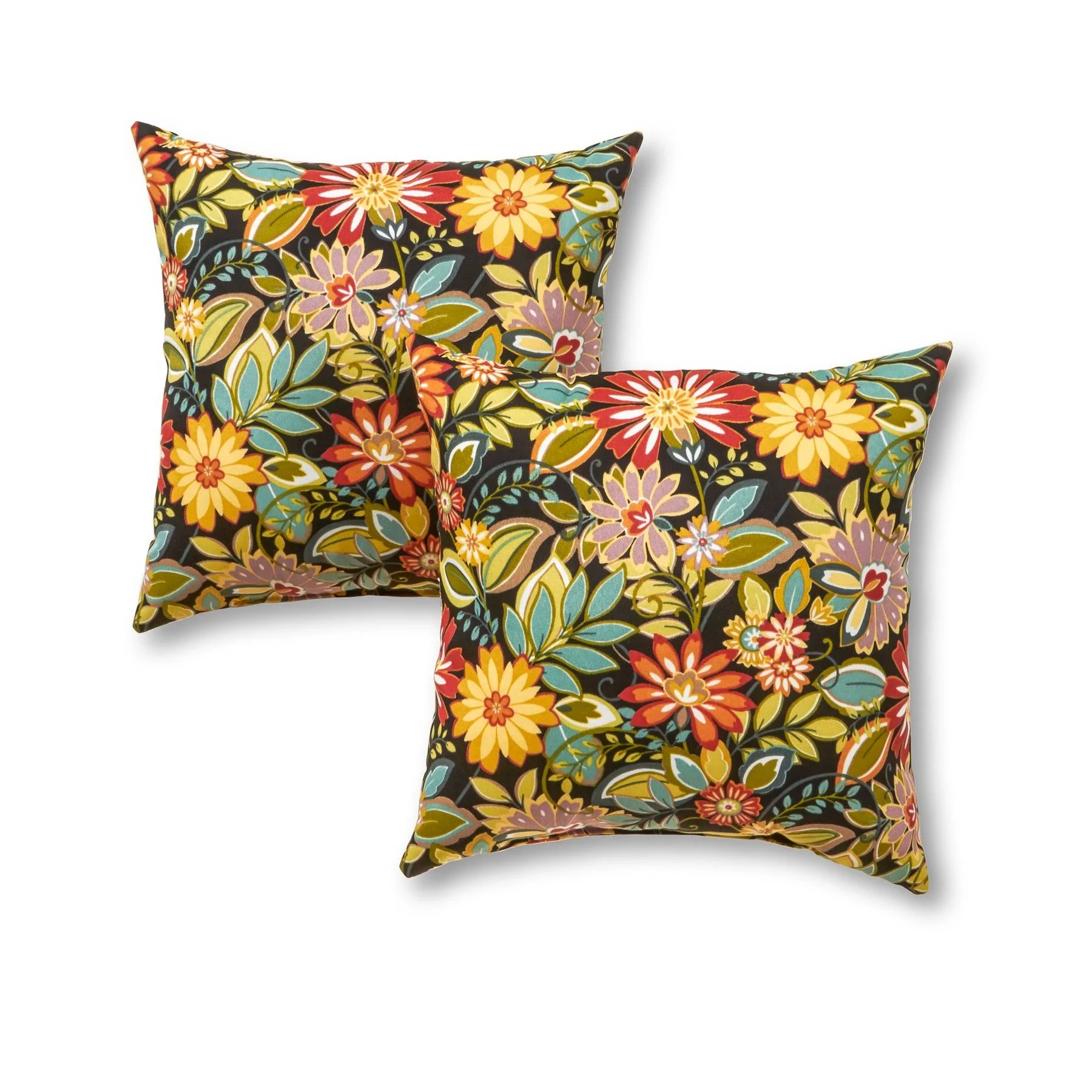 Greendale Home Fashions AZ4803S2-JUNGLE Bloom Outdoor 17-inch Square Throw Pillow (Set of 2)