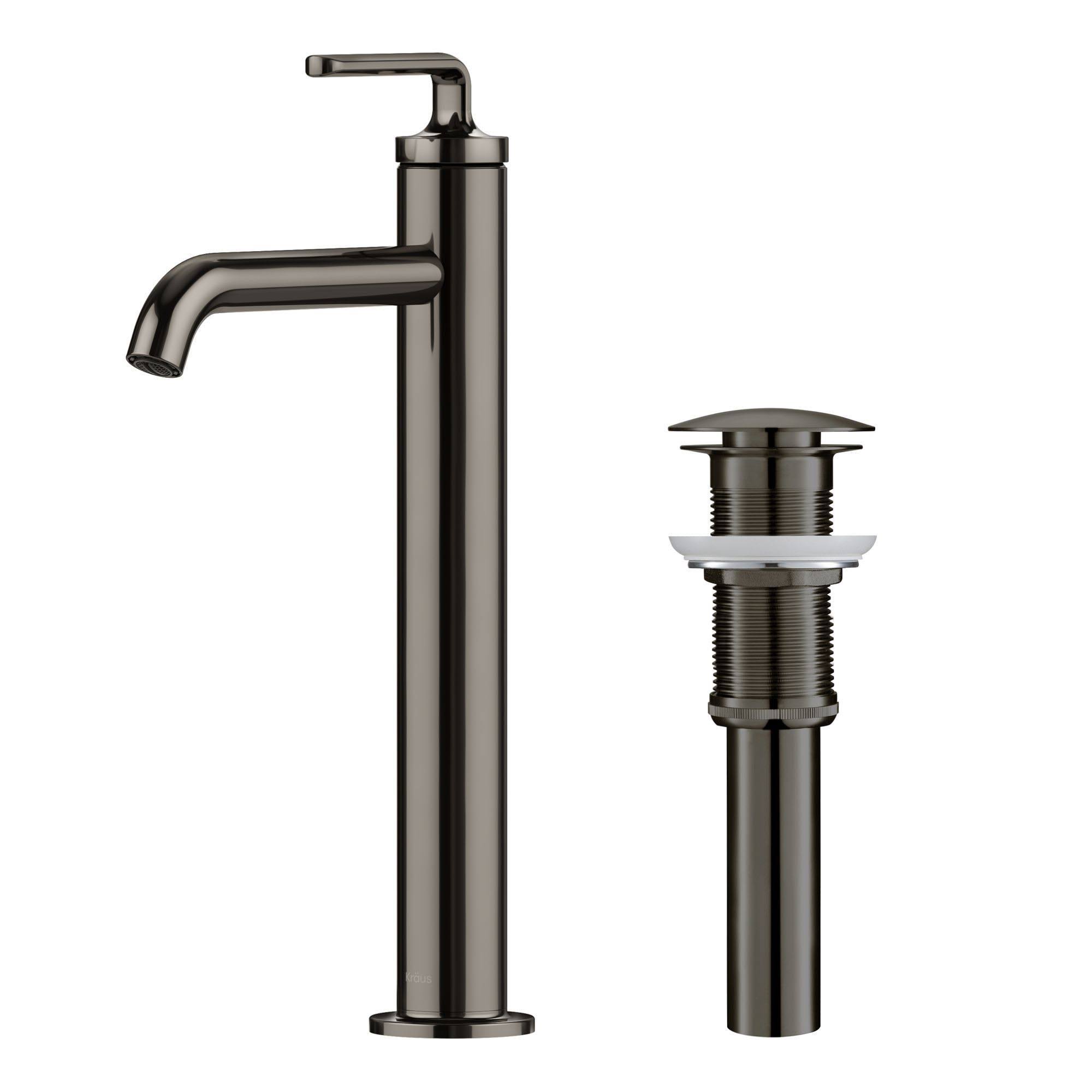 Kraus KVF-1220GM Ramus Single Handle Vessel Sink Bathroom Faucet with Pop-Up Drain, Gunmetal