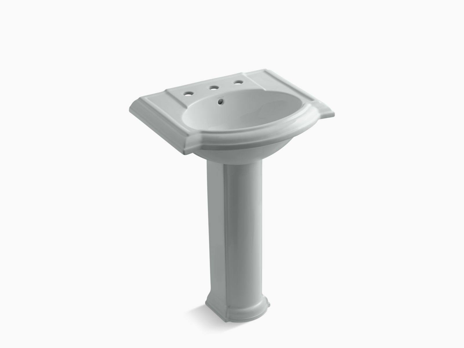 Kohler K-2286-8-95 Devonshire 24x22 Pedestal Bathroom Sink - Ice Grey