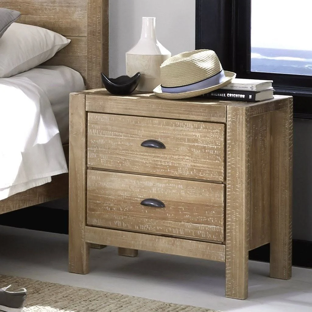 Montauk Solid Wood 2-Drawer Nightstand - Driftwood