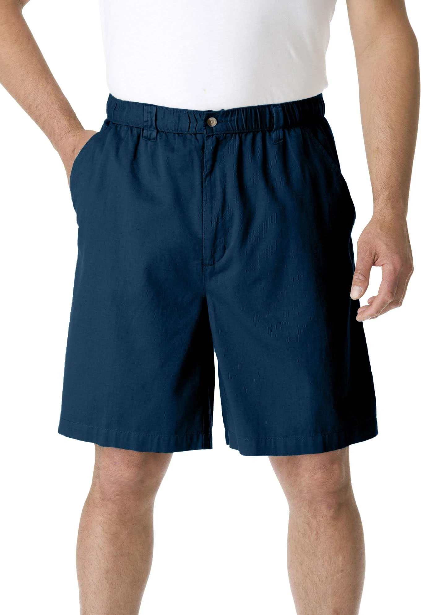 Men&s Big u0026 Tall Knockarounds 8x22 Full Elastic Plain Front Shorts by KingSize in Navy (Size 6XL)