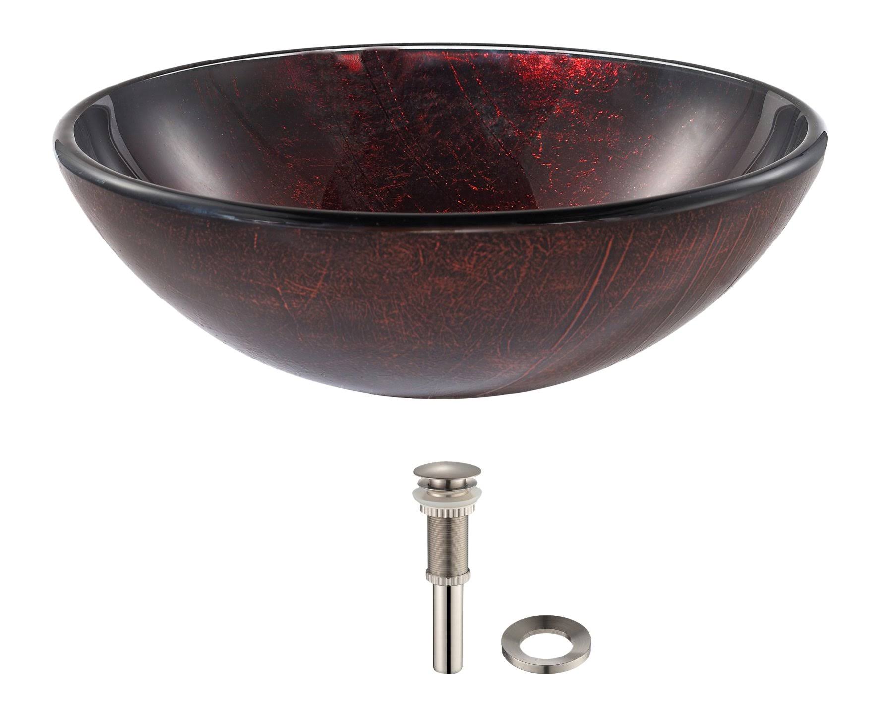 Kraus GV-682 Saturn Glass Vessel Sink, Satin Nickel