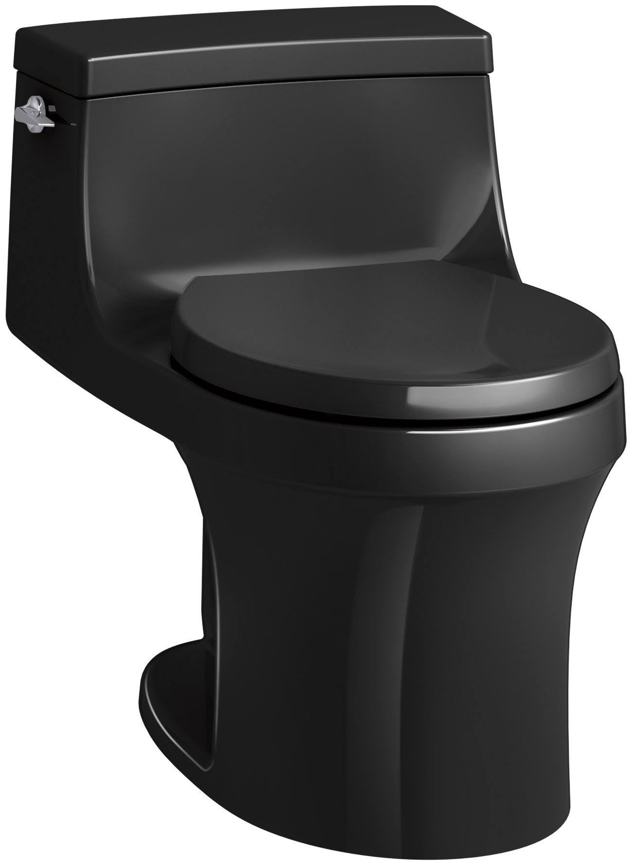 Kohler K-4007-7 San Souci One-Piece Round-Front 1.28 GPF Toilet with AquaPiston Flushing Technology Black Black