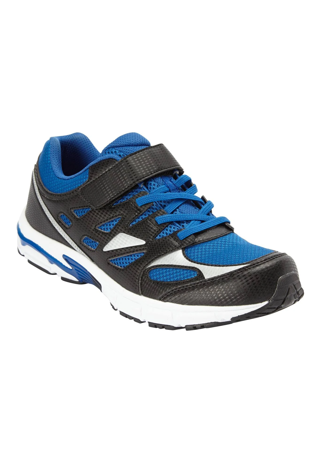 Extra Wide Width Men&s KingSize No-Tie Sneakers by KingSize in Black Royal Blue (Size 13 EW)