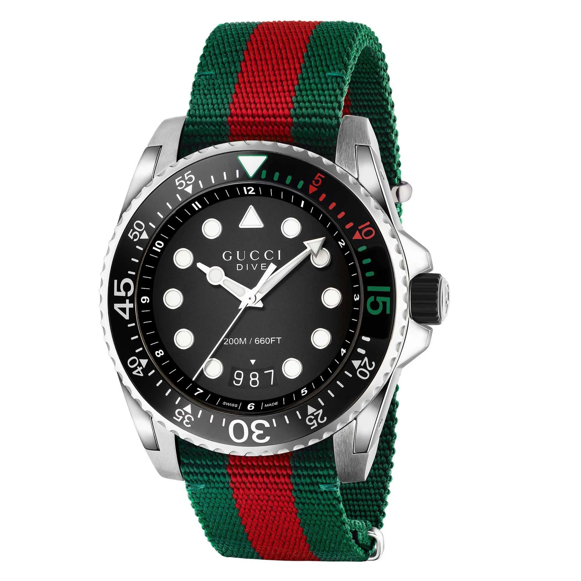 Men&s Gucci Dive Nylon Strap Watch, 45mm