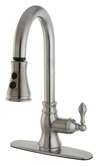 Kingston Brass GS7778ACL Gourmetier American Classic Single Handle Faucet with Pull Down Spout Satin Nickel