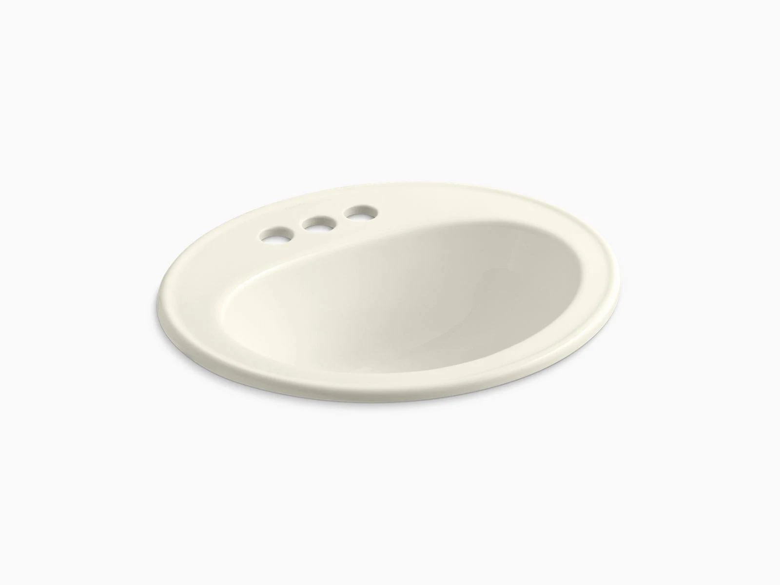 Kohler 2196-4-96 Pennington Drop-In Bathroom Sink with Centerset Faucet Holes - Biscuit