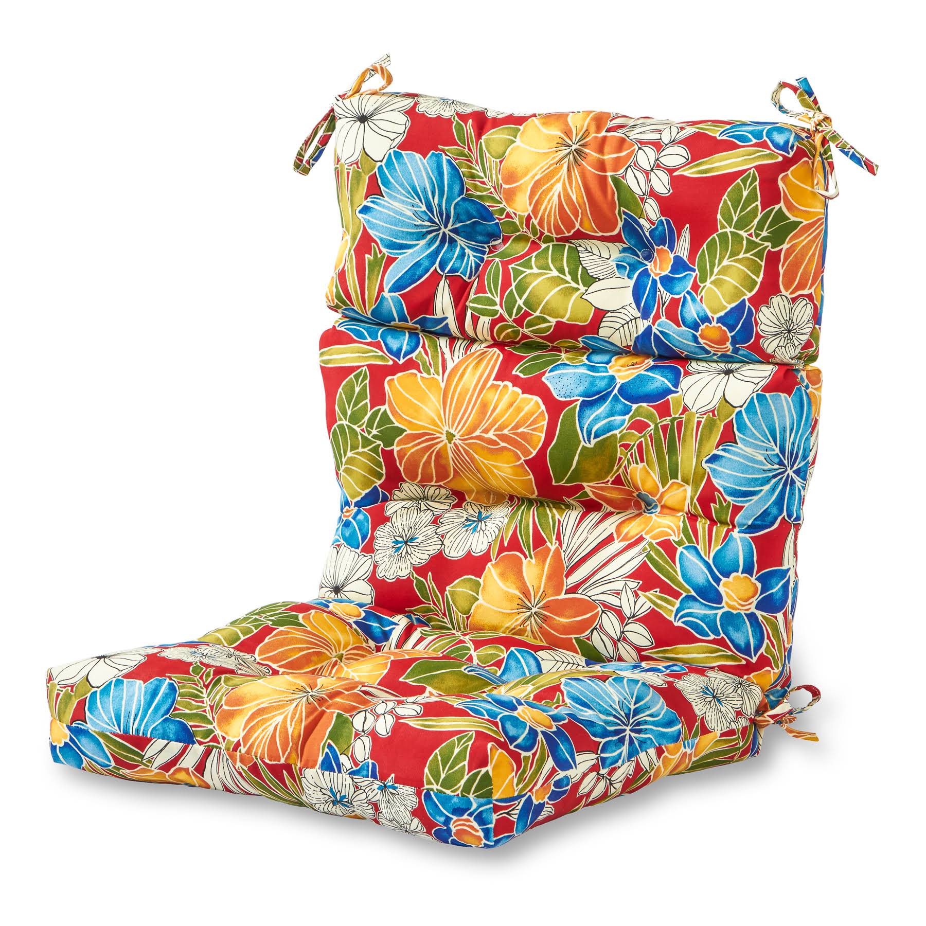 Greendale Home Fashions OC4809-Aloha-Red Outdoor High Back Chair Cushion