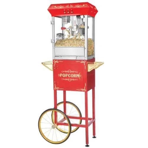 Foundation 8oz Full Popcorn Popper Machine with Cart by Great Northern Popcorn, Red